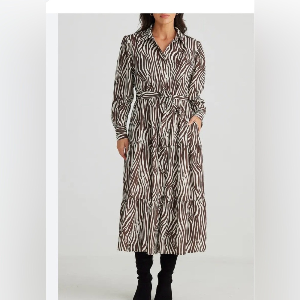 New Nordstrom Brave+True Alice Zebra
Print Long Sleeve dress modest